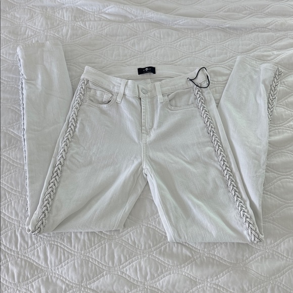 NWOT 7 for all mankind white Jeans with Braided Side Detail - Picture 4 of 8